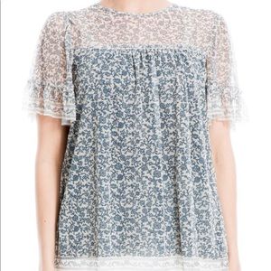 NWT Max Studio Floral Mesh Top/Blouse